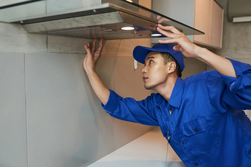 Ducted ventilation and air conditioning system being serviced for pristine indoor air