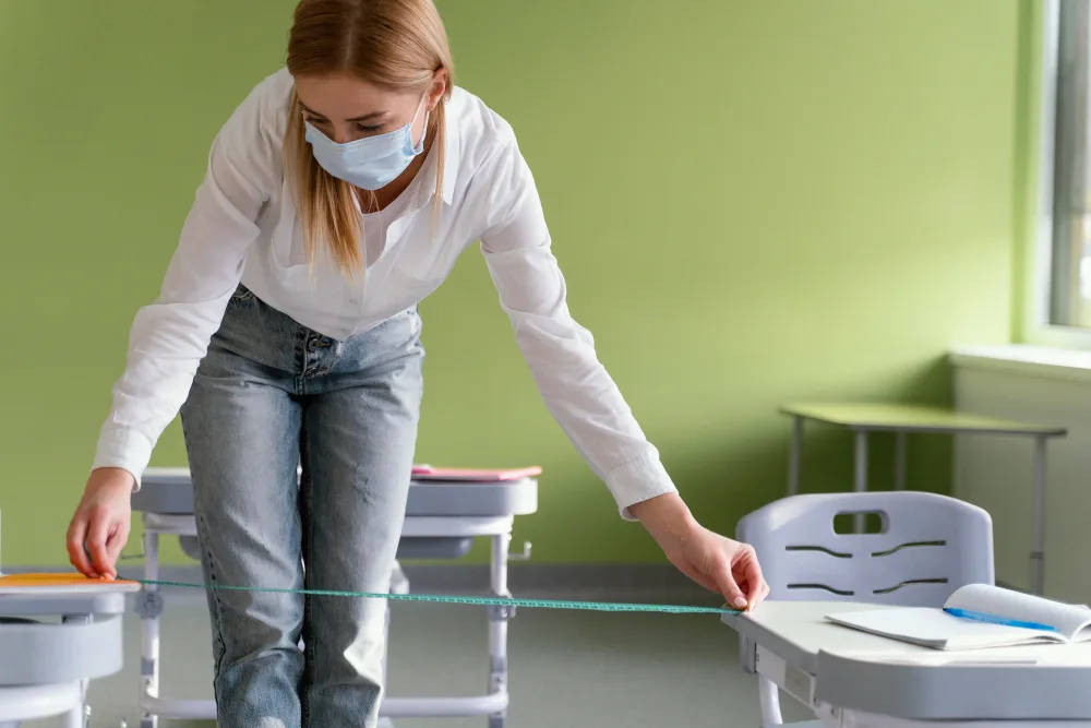 Bright and spotless education facility classroom cleaned by professional Melbourne cleaners