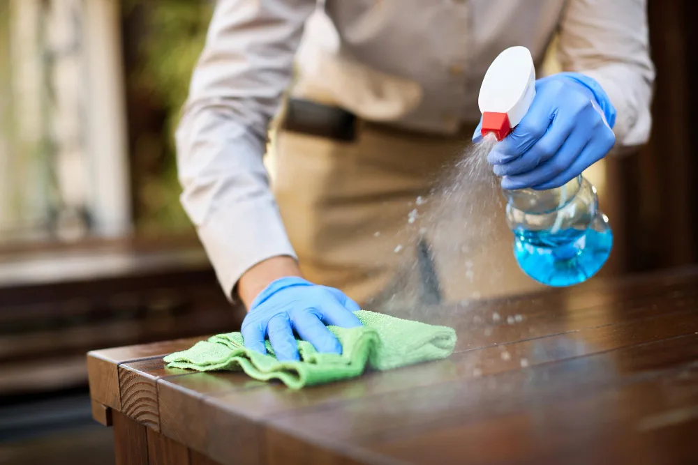 Deep sanitization and restoration of kitchen benchtops, tiles, and fittings